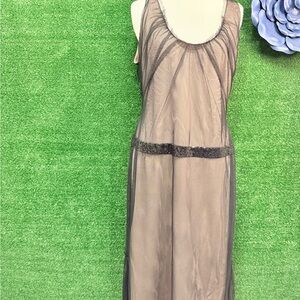 Vera Wang Sheer Ruffle Black Sequin Dress Fits Like A Medium